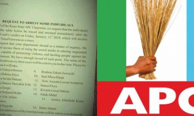 KARMA: Alleged APC's Memo Asking Police To Grab, Silence 16 Politicians In Kano Leaks (FULL LIST)